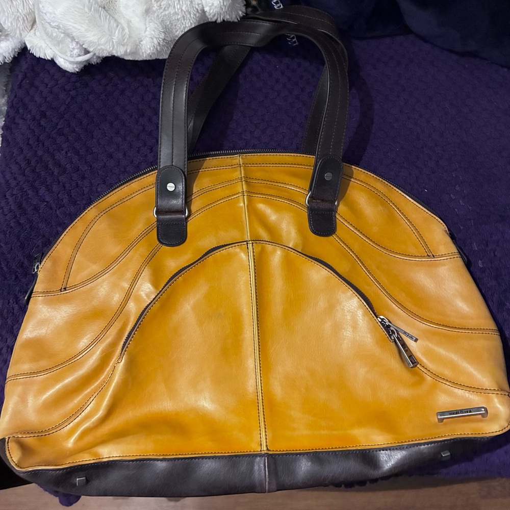 Chic Mustard and Dark Brown Tote Bag Matt & Nat